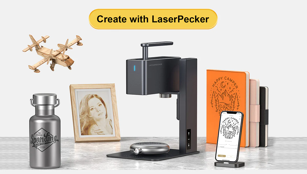 LaserPecker 4 Dual Laser Engraver, Fiber and Diode Laser Engraving Machine  for Metal Wood Plastic Acrylic Leather Jewelry Making Craft Handmade