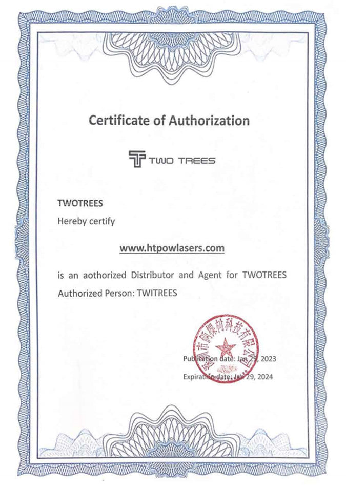twotrees certificate of authorization