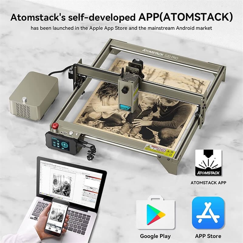Atomstack S20 Pro 20W Wood Laser Cutter 130W Quad Laser Engraver