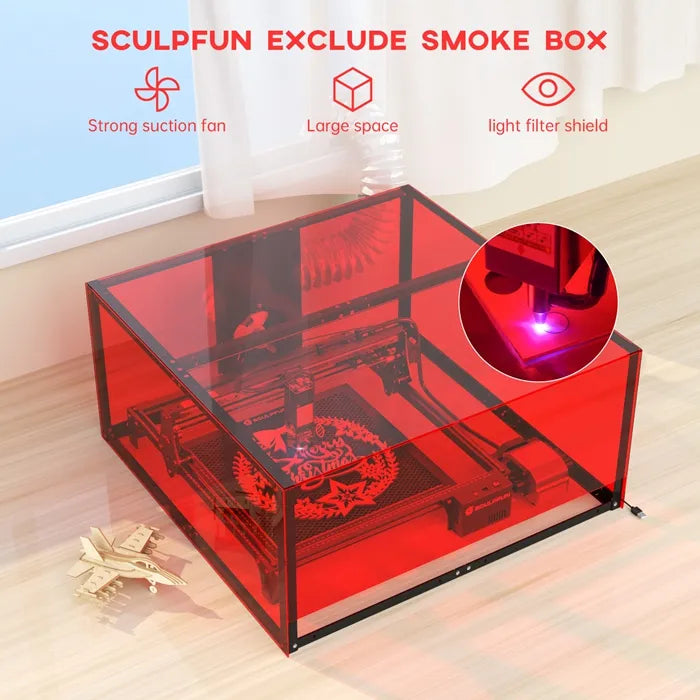 SCULPFUN B1 Laser Engraver Enclosure Smoke Exhaust Box Fireproof