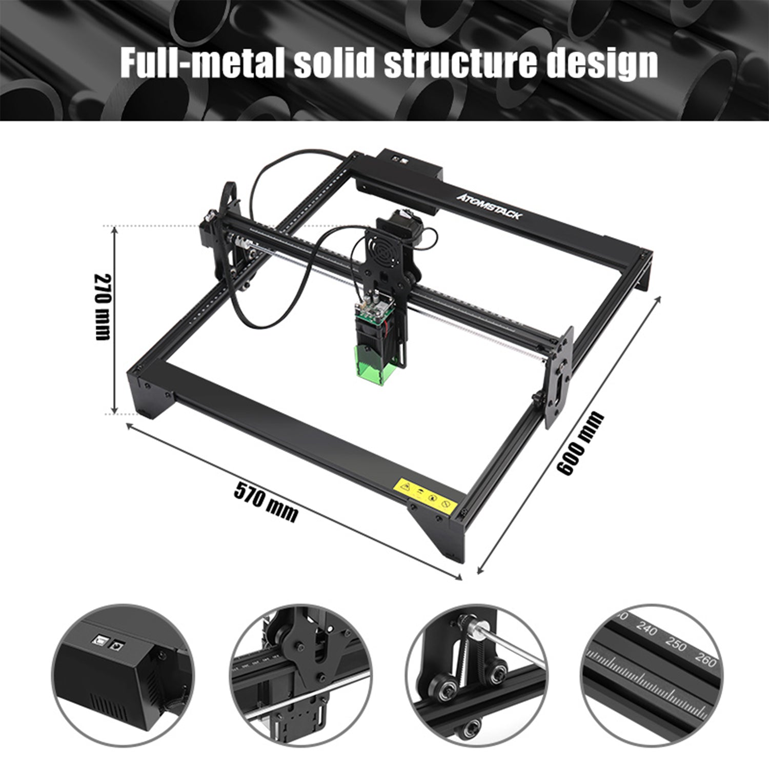 AtomStack A5 Pro Laser Engraver 5W Laser Engraving Cutting Machine for Wood  Metal 410x400mm