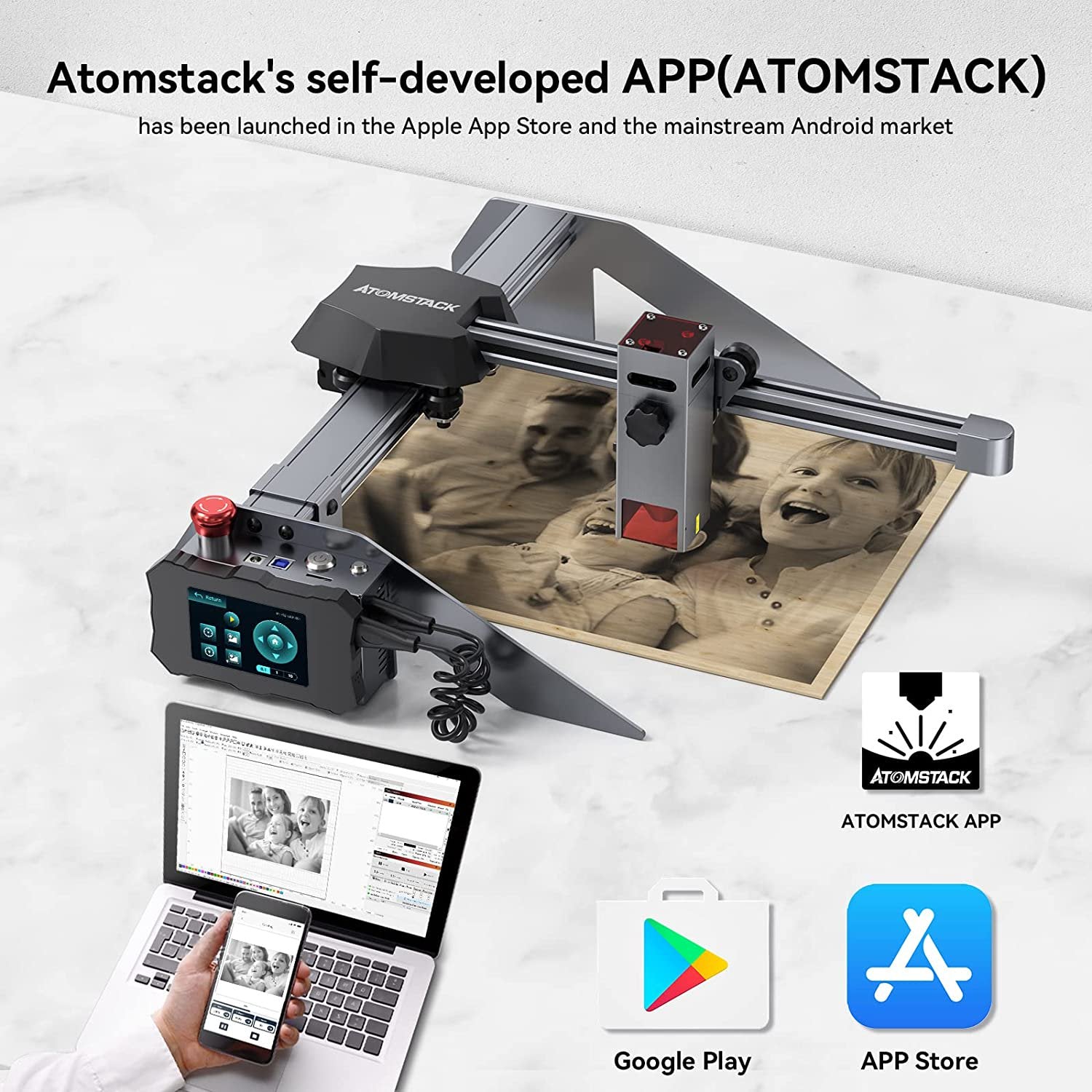 Portable Atomstack P9 M40 40W Fixed-Focus Wood Laser Engraver Machine