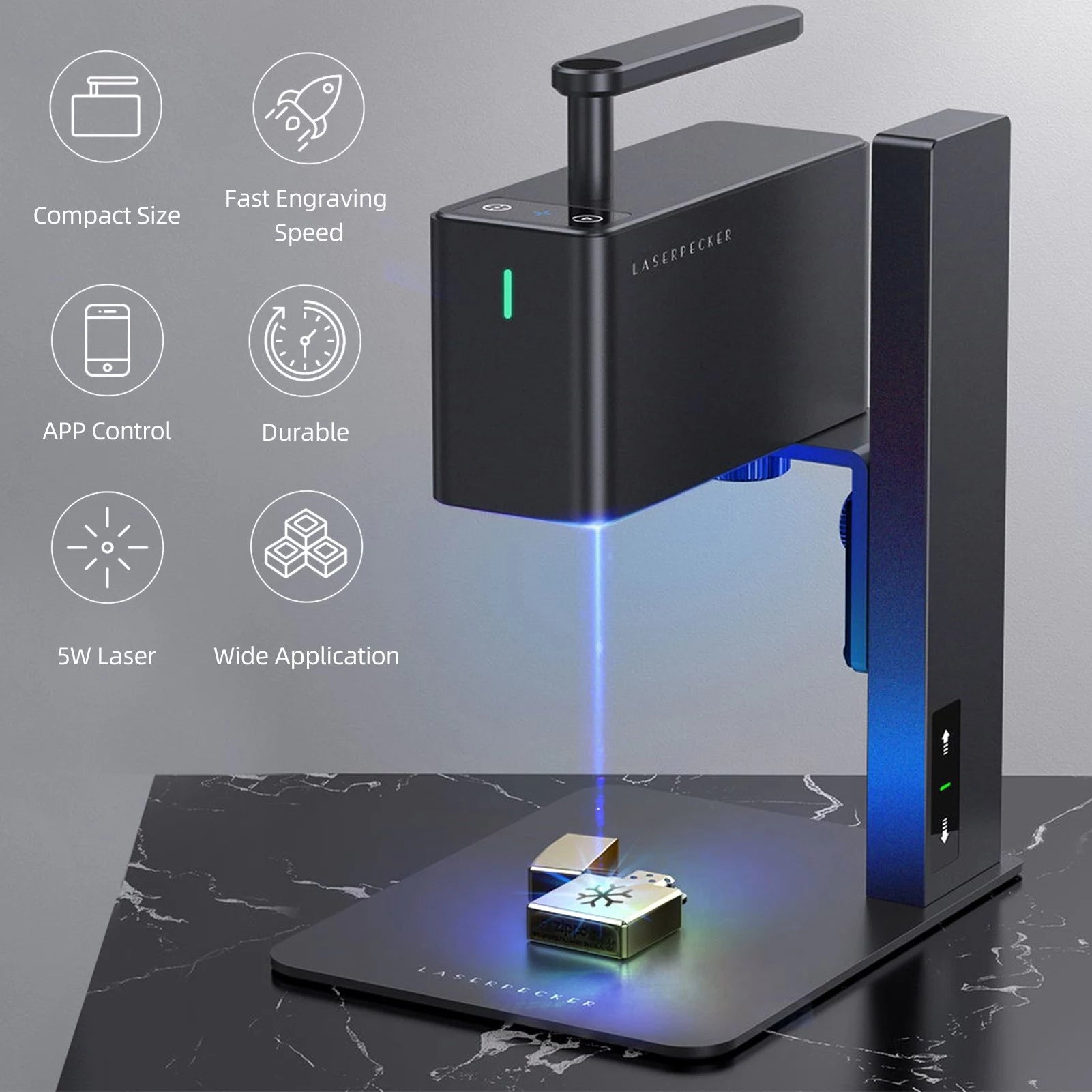 LaserPecker 2 Basic Version DIY Laser Engraver 5W Semiconductor Laser with  100x100mm Engraving Area