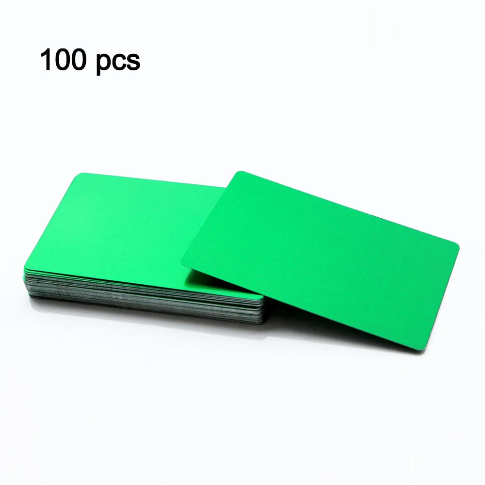 Green Metal Business Cards Laser Engraving Blanks 60 PCS