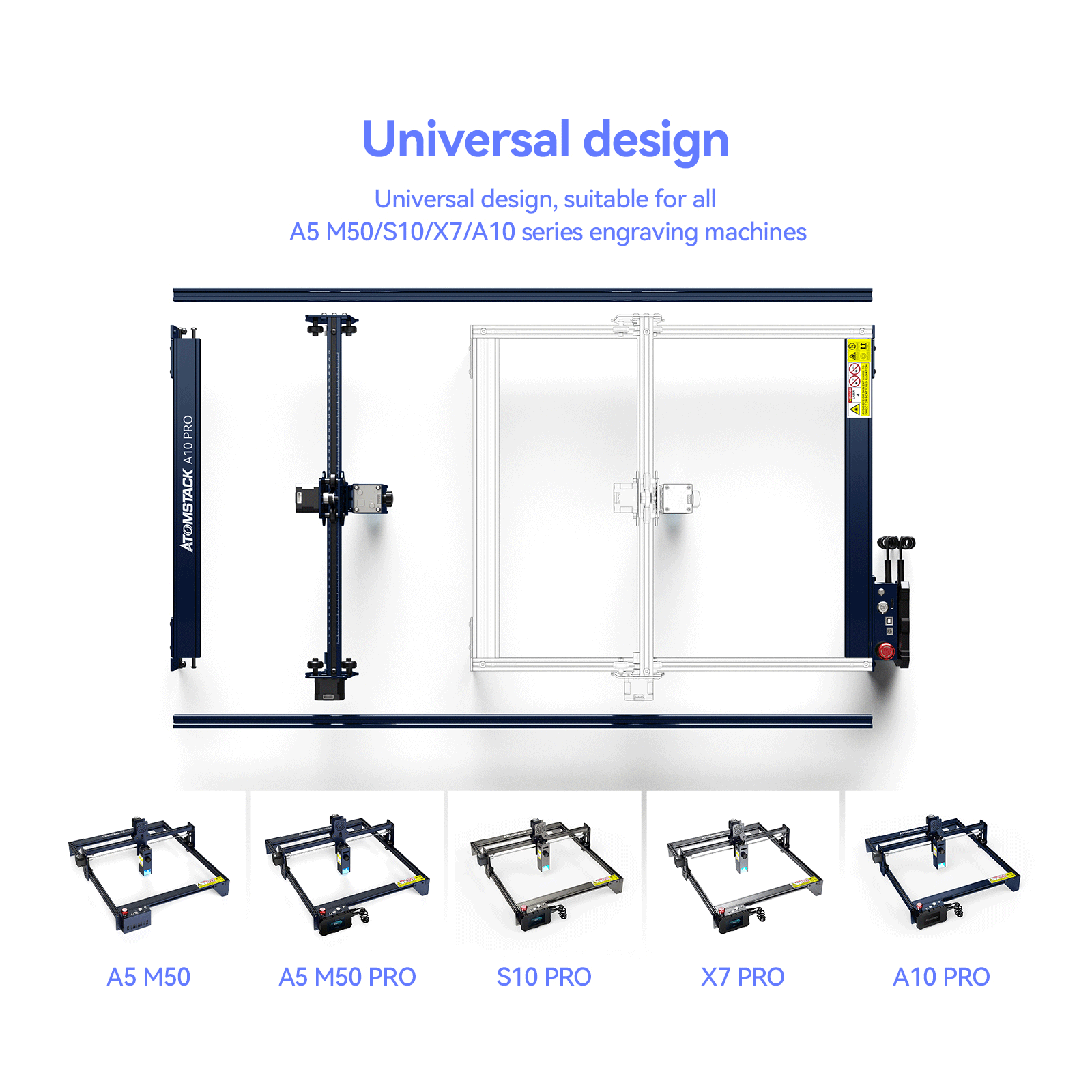 Atomstack A10 Riser ATOMSTACK A10 Pro/S10 Pro/X7 Pro Engraving Area Extension Kit 850*400mm