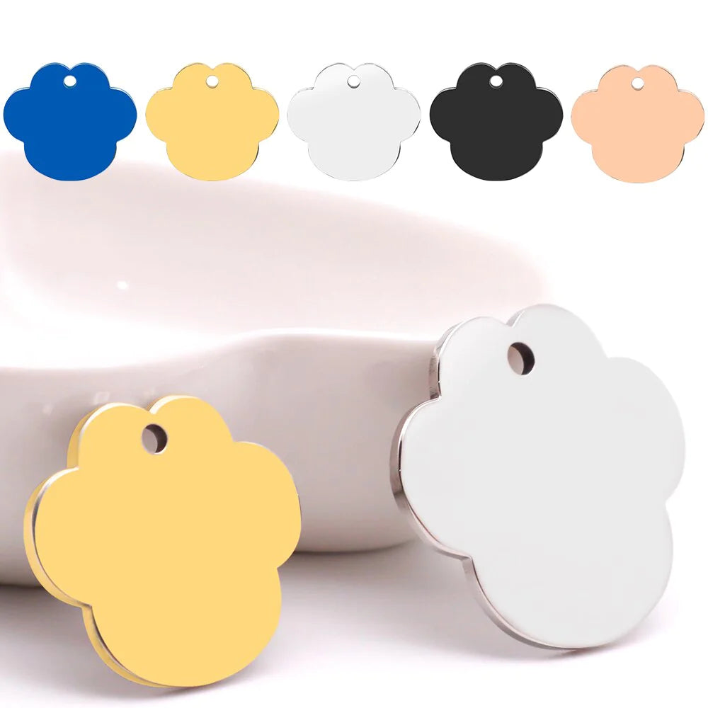 20pcs Custom Pet ID Tag Laser Engraved Paws Cat Tag Art Materials