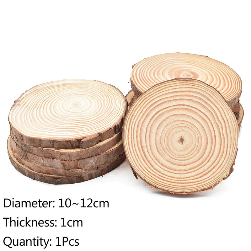 0.5-1cm Thick & 3-12cm Diameter Natural Pine Wood Slices DIY Crafts