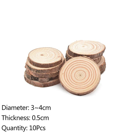 0.5-1cm Thick & 3-12cm Diameter Natural Pine Wood Slices DIY Crafts