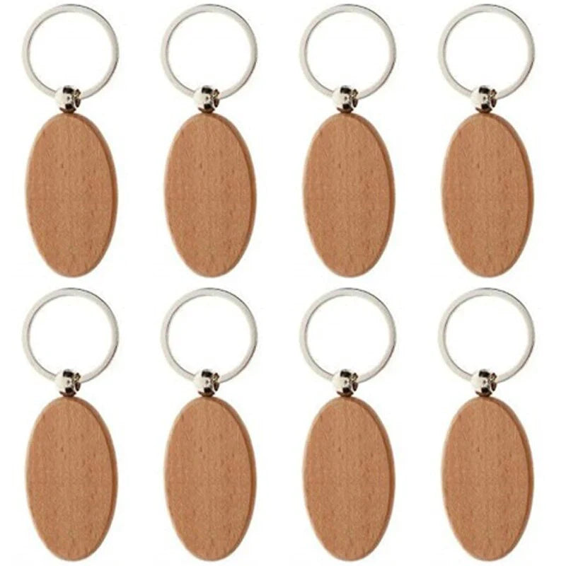 Wood Keychain Blanks, Round, Oval, Heart, and Rectangle for Crafts (12  Pack)